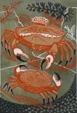 Aesop's Fables: An Old Crab & A Young, circa 1950/60, linocut printed in colours, approx 9.5x15ins by Edward Bawden, linocut, sold Jul 2022
