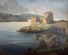 Eilean Donan Castle by Robert Kilpatrick, oil on board, sold Jul 2022