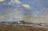Shingle St, Suffolk by Geoffrey Chatten Rsba, oil on board, sold Jul 2022