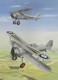 Gloster Gladiator, 1937-38, No 73 Sqd based at Debden by Graham Johnstone, watercolour and ink, sold Jul 2022
