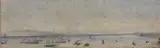 A panoramic study of ships on the Thames by Frederick Edward Joseph Goff, pencil, sold Jul 2022