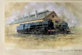The East Somerset Railway Black Prince and the Green Knight on Shed, Cranmore, coloured print by David Shepherd, print, offered Jul 2022