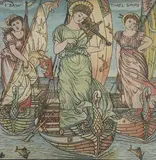 I Saw Three Ships' from The Baby's Opera, chromolithograph, dated 1877 in pencil on verso, 6x6ins, framed and glazed by Walter Crane, 1877, pencil, sold Jul 2022