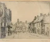 The Street, Dedham by Freda Marston, etching, offered Jul 2022