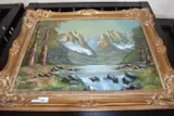'heart of the tyrol', oil on canvas dated 1981, gilt framed, 75cm wide by C D Cox, 1981, OIL ON CANVAS, sold Jul 2022