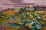 Sunflowers on a hillside by Phyllis Bray, oil on canvas, sold Oct 2023