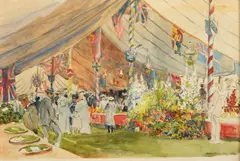 Amersham Show, 1904, a tented flower display by William Monk, 1904, watercolour, sold Oct 2023