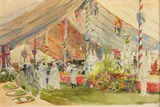 Amersham Show, 1904, a tented flower display by William Monk, 1904, watercolour, sold Oct 2023