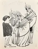 A group of five film and television caricatures by John Bertram Musgrave-Wood, Wood, offered Oct 2023