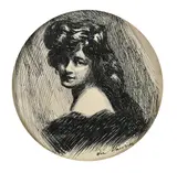 French, Portrait of a woman, pen and ink by George du Maurier, ink, sold Oct 2023