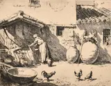 A Castilian Courtyard' by Lionel Lindsay, etching, sold Oct 2023