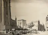The Goose Fair, Albi by Malcolm Osborne, etching, sold Oct 2023