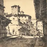 On the Ponte Vecchio, Florence by Albany E. Howarth, etching, sold Oct 2023