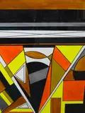 Colourful abstract study in mainly yellows by Shan Eccles, drawing, sold Dec 2020