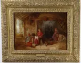 With mother seated peeling by Alfred Provis, oil on panel, sold Dec 2020