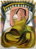 Woman on a Bed by James Tarr, 1960, lithograph, sold Dec 2020