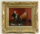 P.S. (1869 - 1942) oil on panel, an 18th Century gentleman at his escritoire by Talbot Hughes, 1890, oil on panel, offered Dec 2020