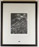 Wood engraving - view from above of Tenby by Hilary Paynter limited edition, engraving, offered Nov 2020