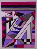 Colourful abstract study in purples by Shan Eccles, watercolor, sold Nov 2020