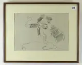Conte on paper - clown with pipe and hat by Glyn Morgan, pencil, offered Oct 2020