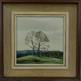 'View Near Tidenham', an oil on board painting of a countryside by Michael Barnfather, oil on board, sold Jul 2018