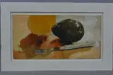 'Avocado', a mixed media painting of an Avocado and a fork, by Lucie Bray, 1998, mixed media, sold Jul 2018