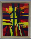 'Cross', an oil on board painting in an abstract style with by Alan Bond, 1982, oil on board, sold Jul 2018