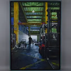 'Man Pushing A Cart', oil on canvas from the markets series, by Danny Howes, oil on canvas, sold Jul 2018