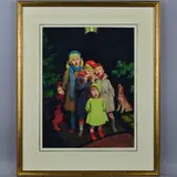'Carol Singers', a watercolour painting of five children by Douglas Lionel Mays, watercolour, sold Jul 2018