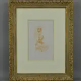 'Study in Sepia', a pastel drawing of woman sitting on a chair, by Kay Boyce, pastel, sold Jul 2018