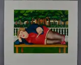 'Bryant Park', A Limited Edition print, 187/300, of a woman lying on by Beryl Cook, print, sold Jul 2018