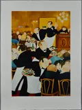 'Chartiers', A Limited Edition print, 288/300, of waiters in a by Beryl Cook, print, sold Jul 2018