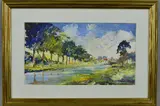 Canal au midi by Roberto Luigi Valenti, oil on board, sold Jun 2018