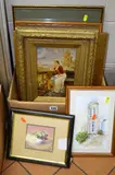 Jeanne Holder, still life of primroses, oil on board, 9.5cm x 11cm, together by Pictures And Prints, oil on board, sold Jun 2018