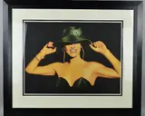 BLACK HAT' a pastel drawing of a blond haired woman wearing a black hat by John Mould, pastel, sold Jun 2018