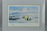 ICE WILDERNESS' a limited edition print 1221/1500 of polar bears on the ice by David Shepherd, print, sold Jun 2018