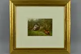 'Just too Late', a rabbit escaping from a grey terrier in by William Cruickshank, oil on board, sold Jun 2018