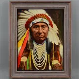 PORTRAIT OF A NATIVE AMERICAN INDIAN CHIEF, oil on board, signed and by John Berry, 1999, oil on board, sold Jun 2018