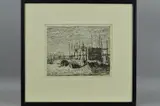 HOUSE BEING BUILT BY A CROSSROADS, etching, signed in pencil by Allan Gwynne-Jones, etching, sold Jun 2018