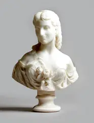 A late 19th century carved white marble bust of a maiden by Charles Adrien Prosper d'Epinay, sculpture, sold Jul 2017