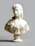 A late 19th century carved white marble bust of a maiden by Charles Adrien Prosper d'Epinay, sculpture, sold Jul 2017