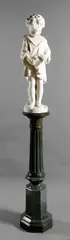 A late 19th century carved white marble figure of a young boy tearing up his alphabet book, on a naturalistic base by P. Bazzanti, sculpture, sold Jul 2017