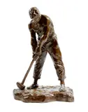 Le Carrier or Le Marteleur, a patinated bronze model of a worker, bare chested, about to raise a hammer by Victor Demanet, bronze, sold Jul 2017