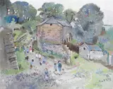 Walking down to the sea, Fowey, c.1982 Signed Oil on board 61 x 76cm Provenance: Courcoux & Courcoux, Stockbridge Lots 1-42 The Private Collection of a Lady by Fred Yates, Oil on board, sold Jun 2017