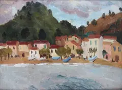 On the Mediterranean coast, 1924 Oil on board 25.5 x 33.5cm Provenance: The Redfern Gallery, London, 1947 C by Christopher Wood, Wood, sold Jun 2017