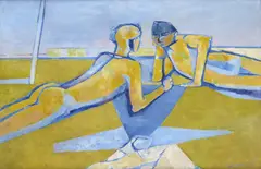 Sunbathers Signed and dated 48 Oil by Keith Vaughan, Oil on canvas, sold Jun 2017