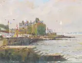The Royal Yacht Squadron, Isle of Wight Signed Oil on board 20 x 25cm by Grenville George Cottingham, Oil on board, sold Jun 2017