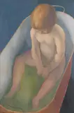 Portrait of the artist's son in a bathtub Signed Oil by Bernard Meninsky, Oil on canvas, offered Jun 2017