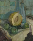 Still life of a melon by Charles Gerrard, Oil on canvas, sold Jun 2017