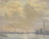 Greenwich Twilight Signed Oil on canvas 40 x 51cm Provenance: Gladwell & Co by Christopher Richard Wynne Nevinson, Oil on canvas, offered Jun 2017